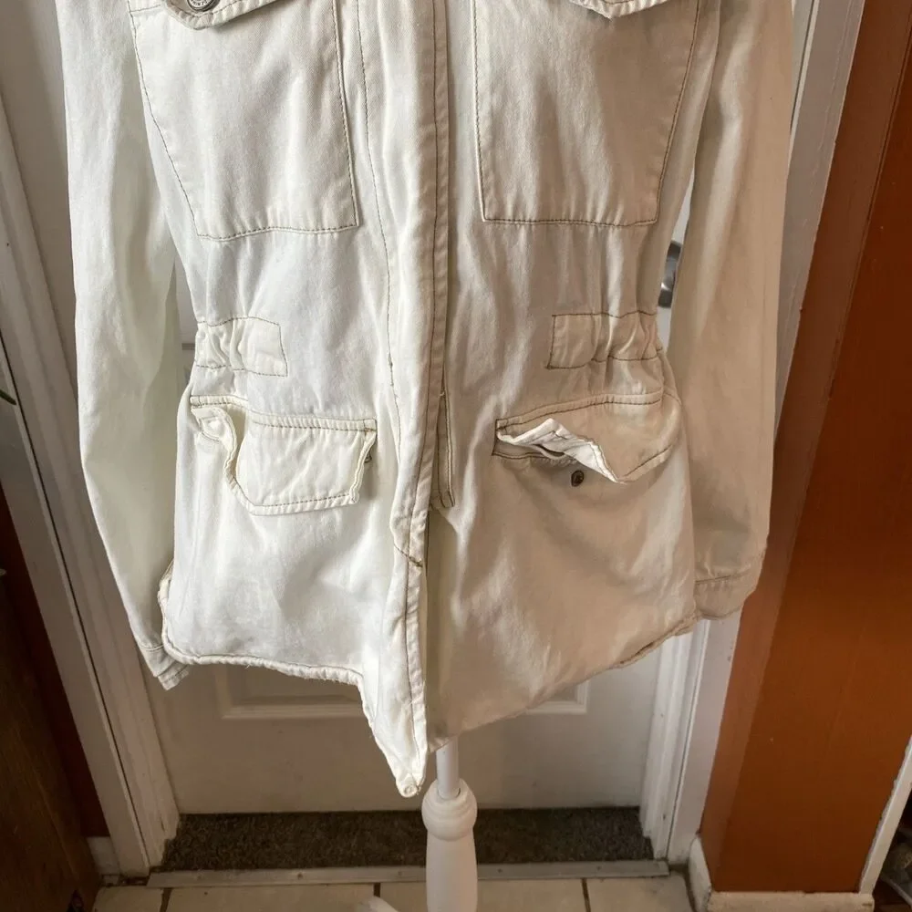 Ashley Vintage Charm Denim Jacket Women’s Size Medium Ivory Full Zip - Picture 3 of 13